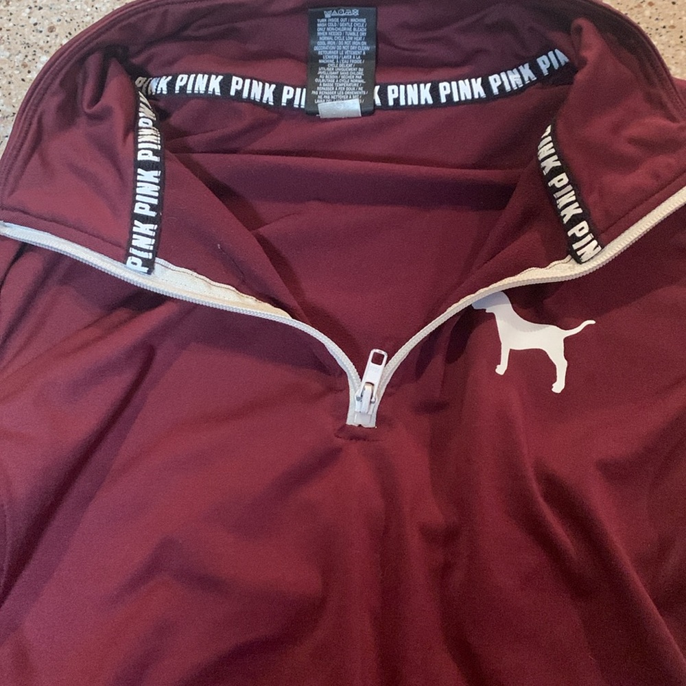 PINK Victoria’s Secret - 1/4 Zip - Maroon, Grey, White, Black - Size Medium - Picture 4 of 6